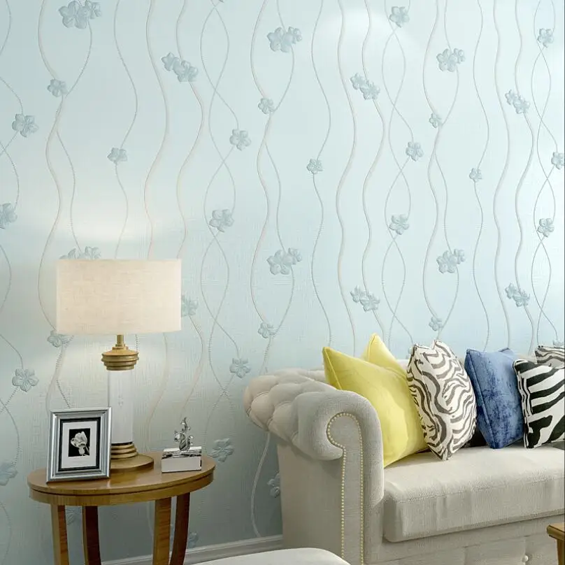 Симпатичные обои с маленькими цветами 3d розовые синие желтые изгибом для спальни