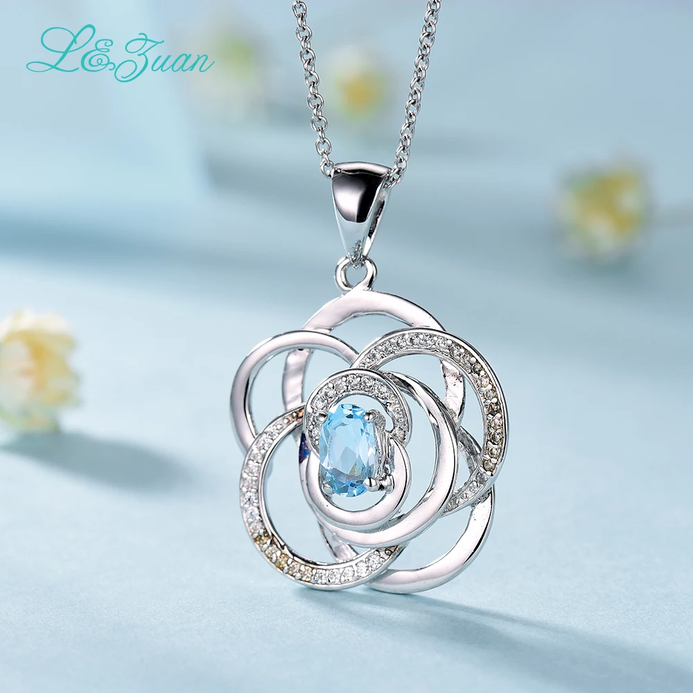 L &amp zuan Стерлинговое Серебро 925 пробы натуральный 0.64ct топаз голубой драгоценный