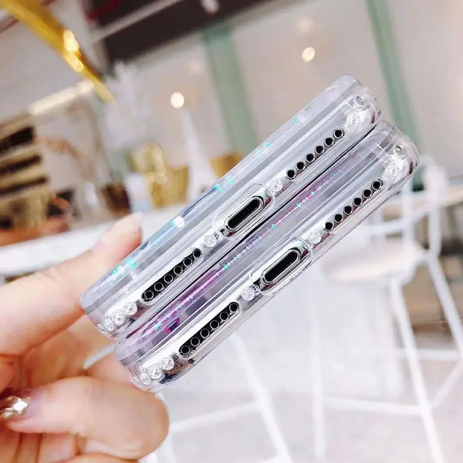 Роскошный блестящий чехол для iPhone 7 8X6 6s Plus XR XS милые символы жидкий песок чехлы