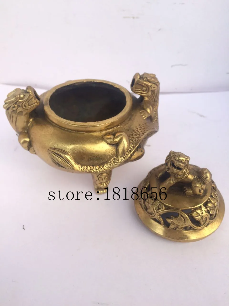 Антикварный антиквариат китайский латунный вырезать дракона|censer| |