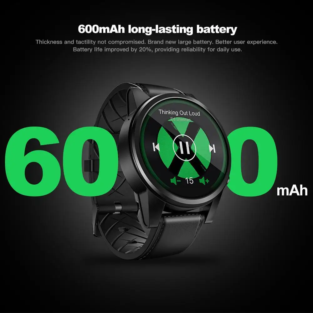 4G SmartWatch 1,6 дюймов Кристалл дисплей gps/ГЛОНАСС четырехъядерный 16 Гб 600 мАч гибридные кожаные умные часы с ремнем