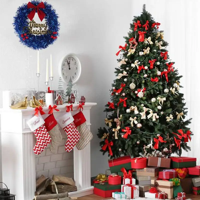 Трехцветная Милая блестящая гирлянда с бантом подвесная Елочная игрушка