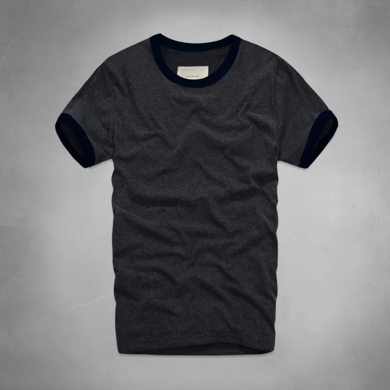 dark gray navy Летняя футболка мужская с коротким рукавом Мужская хлопчатобумажная футболка джемпер однотонная повседневная одежда мужские Топы И Футболки - Цвет: dark gray navy