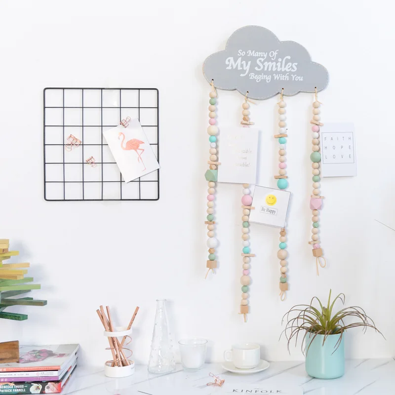 Радуга каваи Висячие облака бусины Дерево DIY украшение комнаты кулон