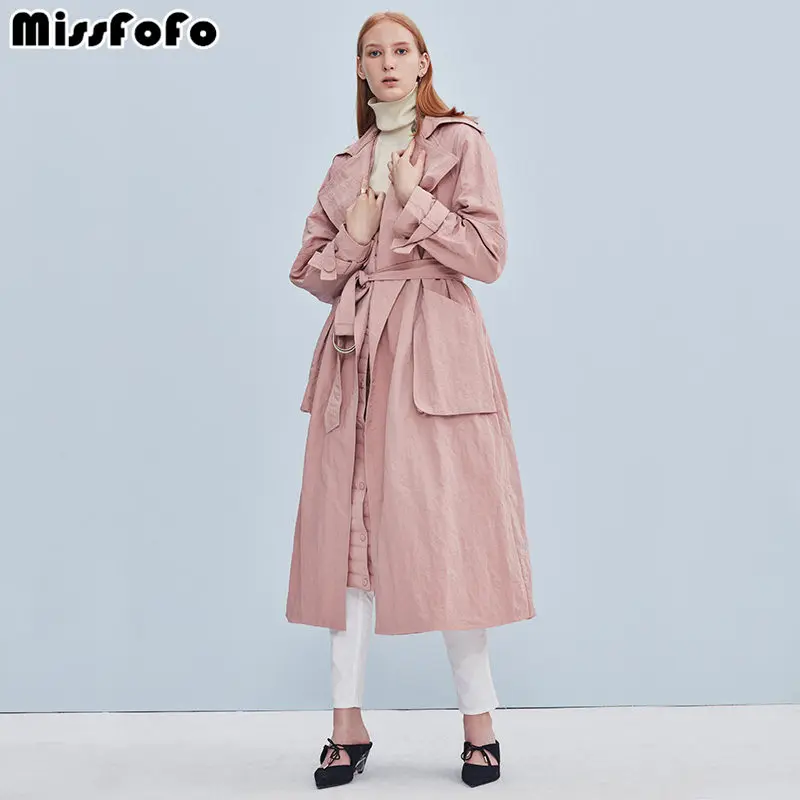 MissFoFo 2017 брендовый костюм из двух предметов пуховик длинный розовый женский Praka