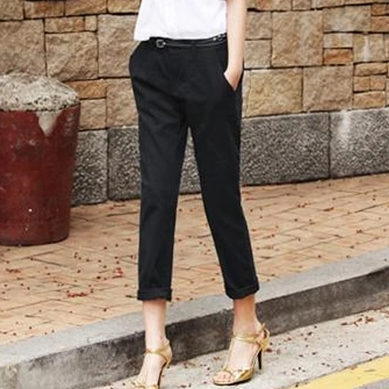 Женские повседневные штаны шаровары черные хаки свободные брюки Капри карго
