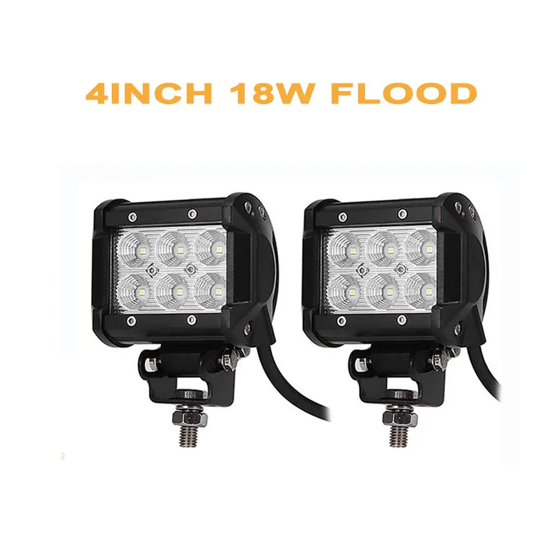 2pc 18w Flood Beam SKYWORLD бар внедорожный светодиодный-бар 4 7 12 18 20 25 28 36 44 дюймов для вождения автомобиля 4WD грузовик 4x4 внедорожник ATV 90 Вт 180 Вт 12 в 24 В - Цвет: 2pc 18w Flood Beam