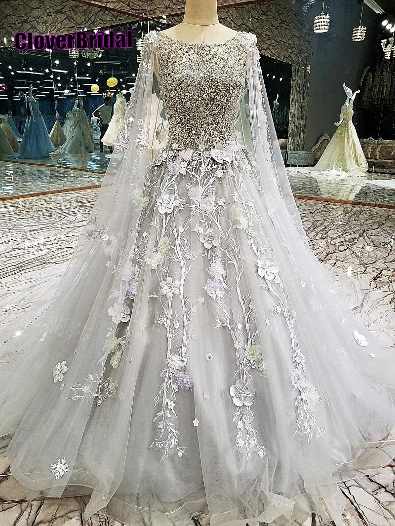Зимние романтические вышитые бисером серые платья CloverBridal для выпускного вечера