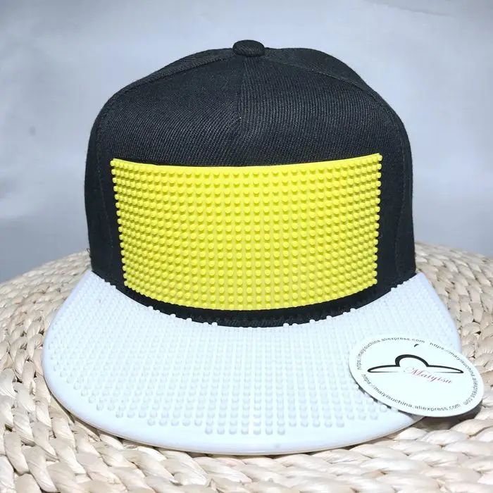 Velcro hat no brick Мозаики DIY Съемная инкрустация кирпича шестерни игрушечные строительные блоки пластины поля для шляпа Открытый Хип Хоп Snapback шляпа бейсболка - Цвет: Velcro hat no brick
