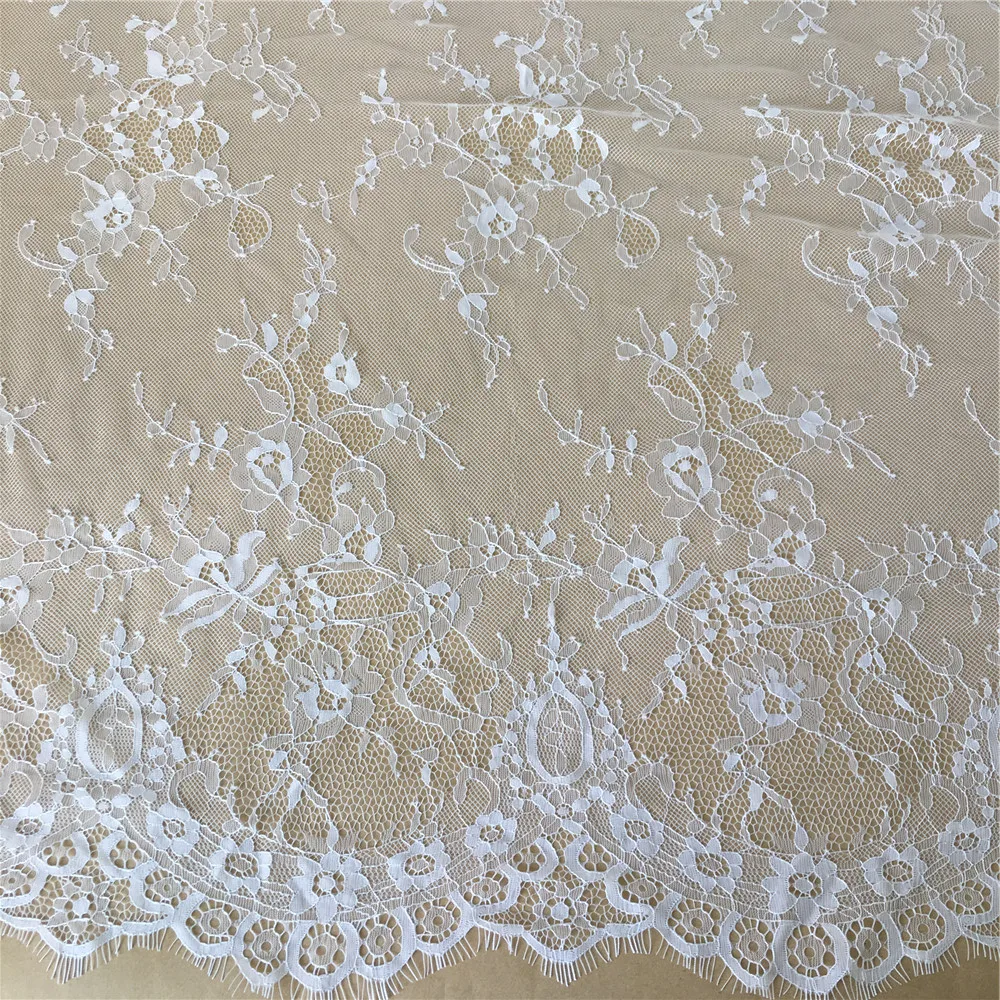 3 м/лот белая кружевная ткань с вышивкой французских шантильских ресниц