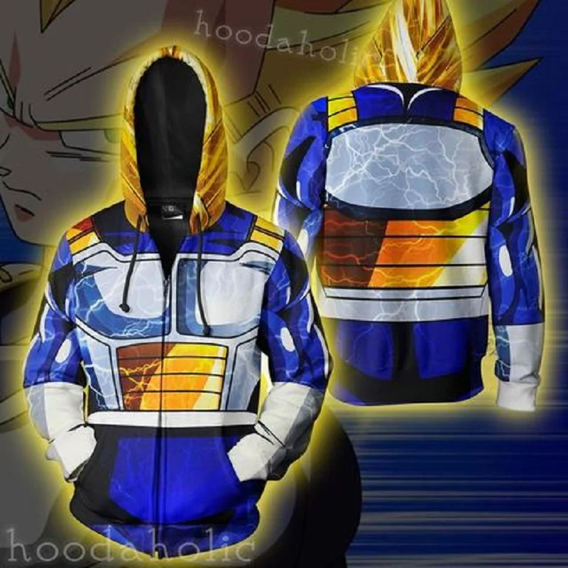 Новинка года; сезон осень-зима; толстовки с 3d принтом; Жемчуг дракона; Vegeta; Косплей; толстовка на молнии; куртка с капюшоном; одежда; толстовки; X Task Force