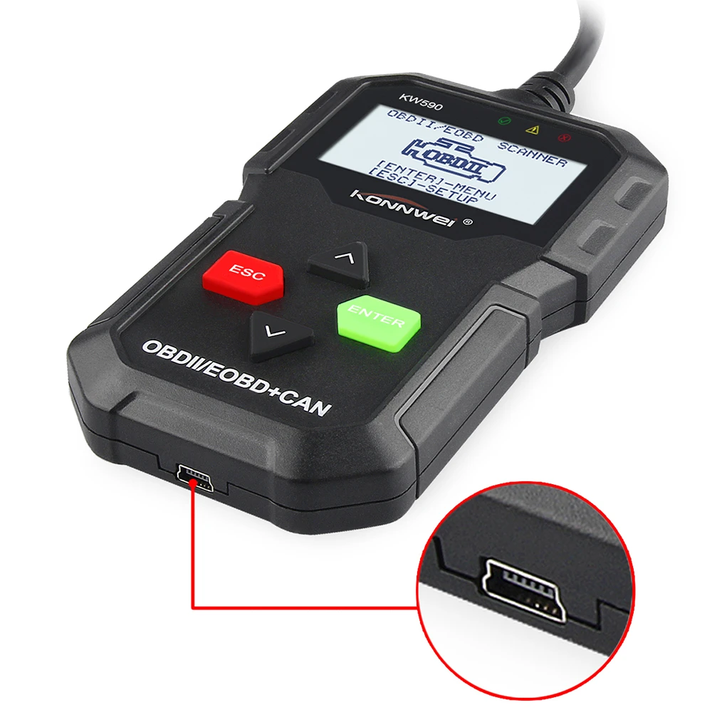 2019 OBD диагностический инструмент KONNWEI KW590 считыватель кодов автомобиля OBD2 сканер