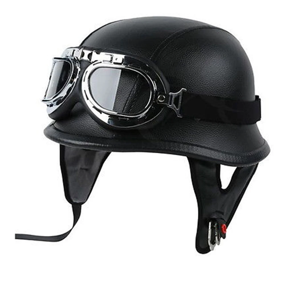 Кожаный Ретро мотоциклетный шлем пилот Chopper Cafe Racer Crash винтажный для