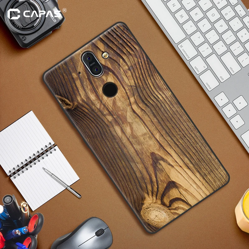 Мягкий силиконовый чехол для телефона Nokia8 Sirocco с изображением деревянного камня