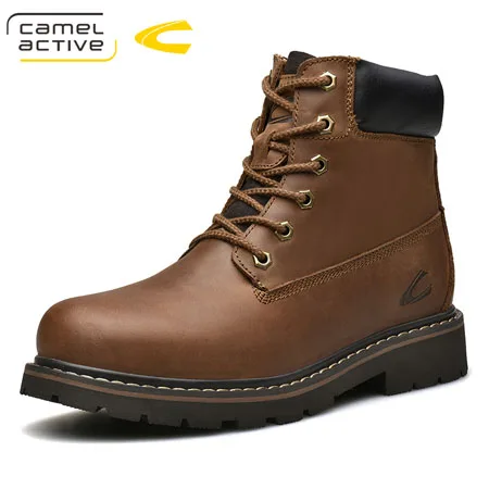 Camel Active/Новые мужские ботинки; модные мужские Ботильоны; зимние мужские ботинки в байкерском стиле; ботинки для верховой езды из натуральной кожи; мужская повседневная обувь - Цвет: light brown