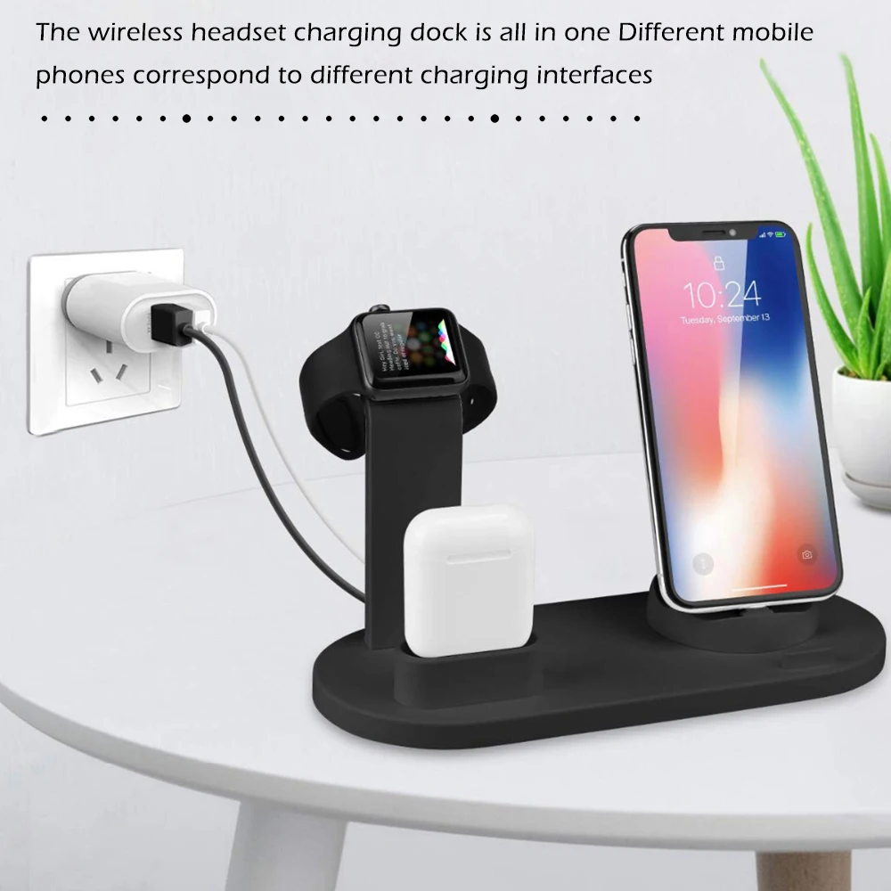3 in 1 charging dock holder for apple watch iphone x xs xr max 7 8 plus airpods dock wireless charger stand station mounts base free global shipping
