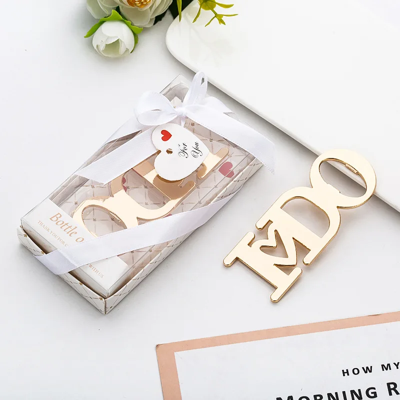 

free shipping 50pcs lot custom name Engagement favour Golden Beer bottle Opener party gifts wedding bridal shower favors