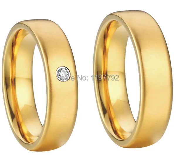 Портной сделал его и ее кольца желтого золота цвет здоровья Титановая сталь