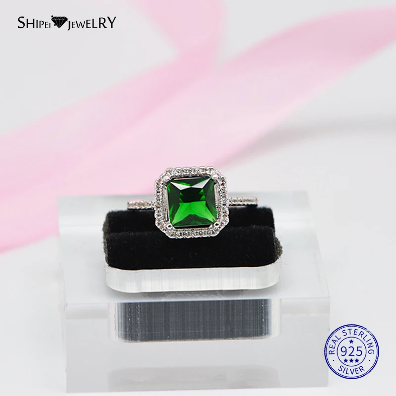 ShiPei 925 пробы, серебряное, желтое, розовое, белое, фиолетовое сапфировое, рубин, изумруд, квадратное обручальное кольцо для женщин, подарок на день Святого Валентина