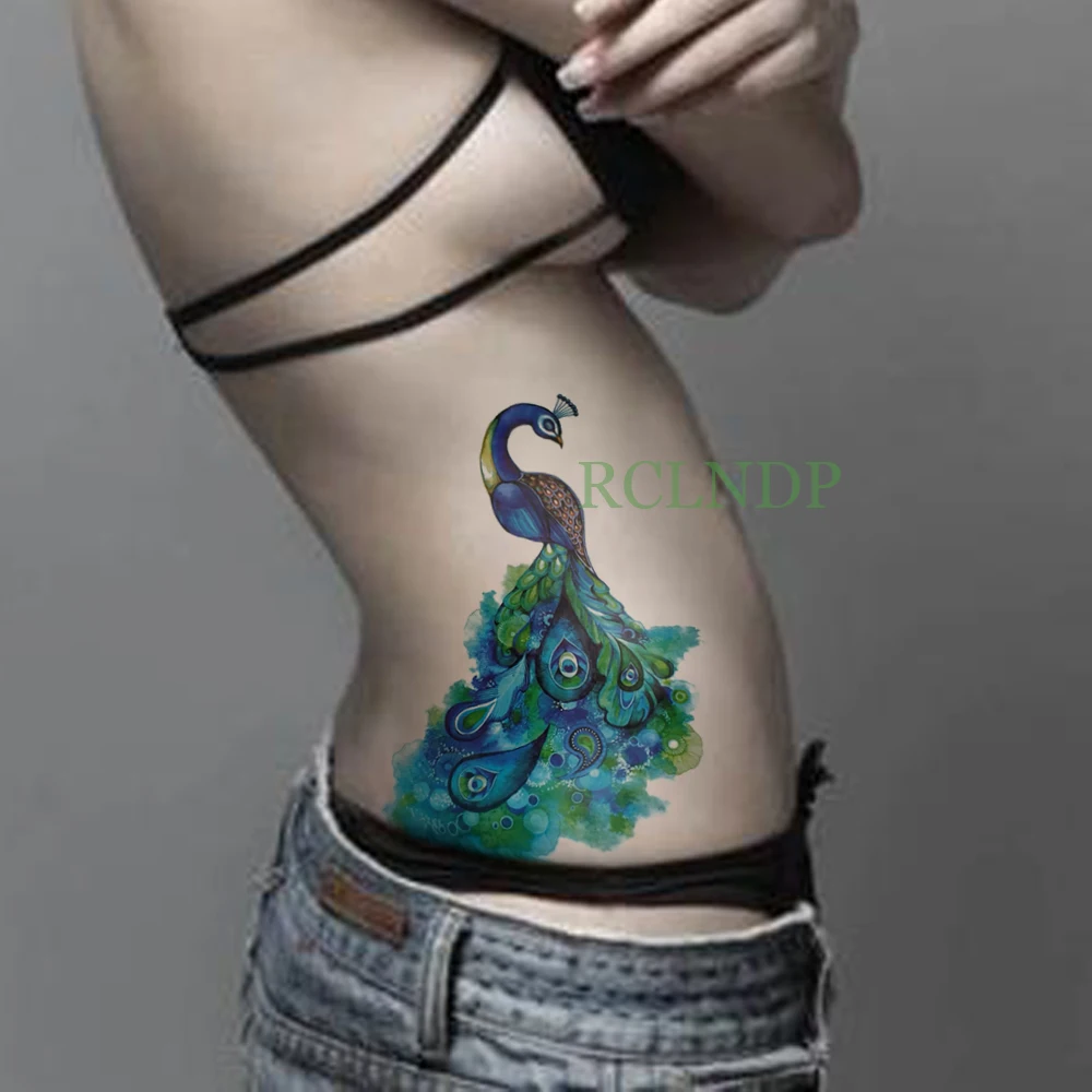 Водонепроницаемый Временные татуировки стикер Павлин поддельные тату флэш