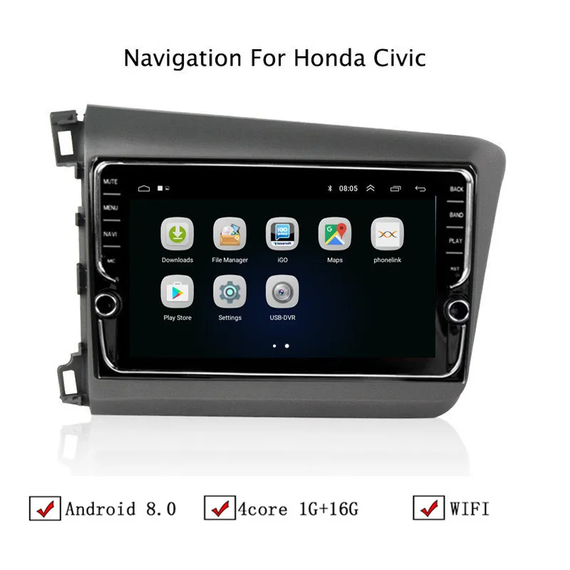 9 "Android 8 1 автомобильный gps навигатор для Honda Civic 2012 2013 2014 2015 Автомагнитола стерео