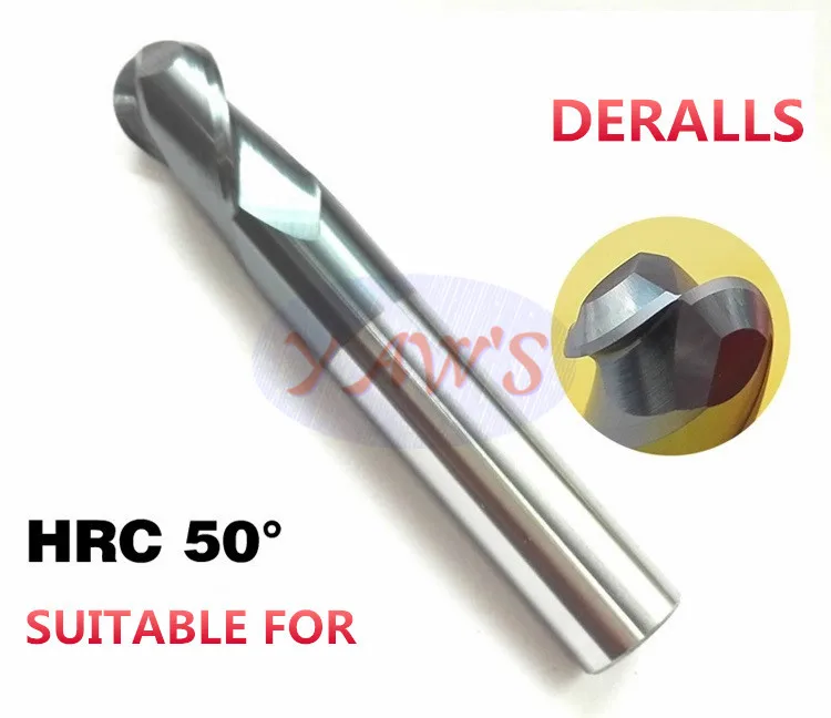 R1.0 * 4*4*50 HRC50 карбидные шаровые концевые фрезы с 2 канавками покрытие: TIALN карбидная