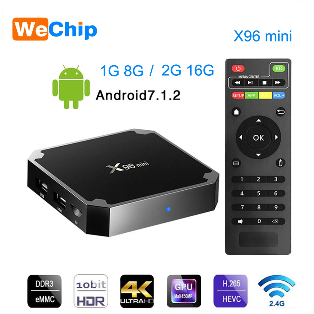 ТВ-приставка Wechip X96 Mini Smart Android 7 1 2G 16G телеприставка 1G 8G X96mini поддержка 4K HD 2 4G
