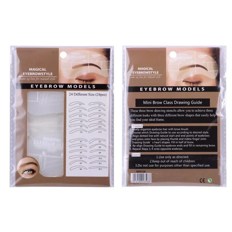 Addfavor бровей макияж комплект карандаш для ручка бритва триммер 24 стилей трафарет