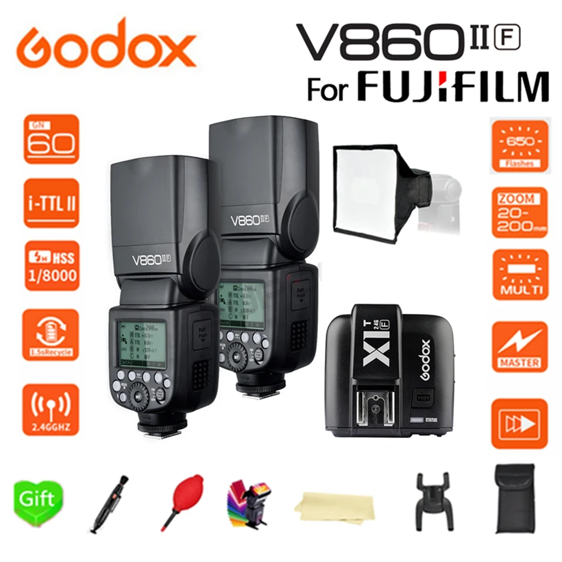 Godox Ving V860II F E TTL вспышка для фотокамер Speedlite HSS 1/8000s литий Батарея высокоскоростная +