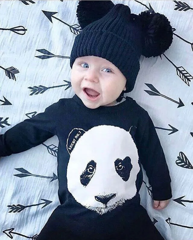 2020 модные детские комбинезоны мультяшная панда черная одежда для маленьких