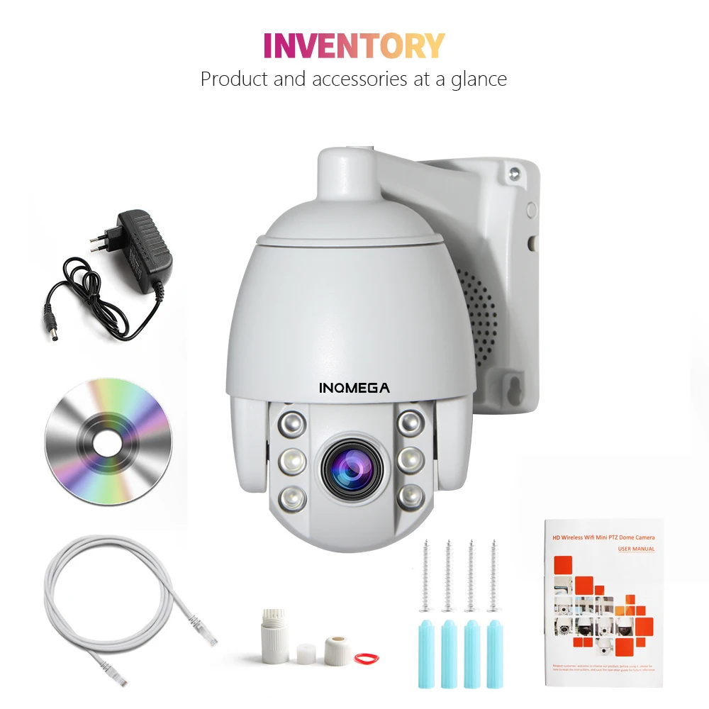 INQMEGA 1080P wifi камера наружная PTZ IP камера скоростная купольная CCTV камера безопасности мини камера водонепроницаемая Поворотная Двусторонняя аудио ИК для дома