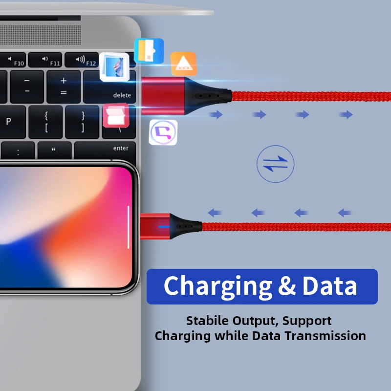 Магнитный кабель Micro USB Type C GREENPORT Lightning для iPhone 3 а быстрой зарядки магнитный