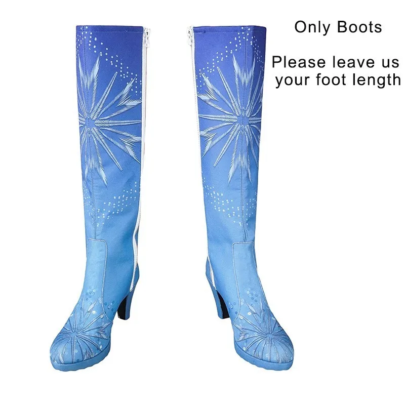 Only boots Костюм Снежной Королевы Эльзы; маскарадный костюм снежной принцессы для взрослых; маскарадный костюм на Хэллоуин; карнавальные вечерние платья; Disfraz; нарядная юбка; обувь с рисунком - Цвет: Only boots
