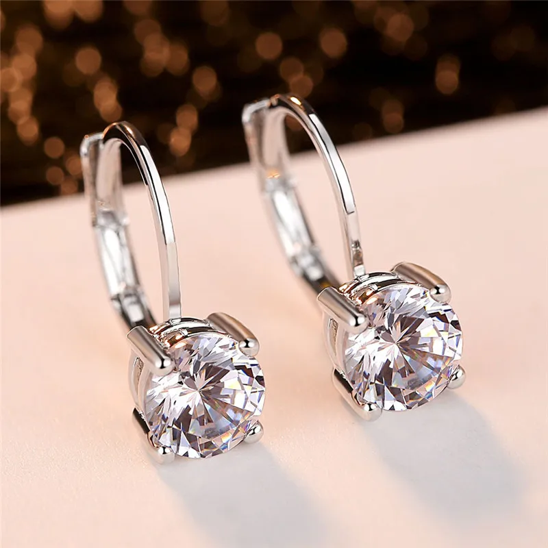 Новая мода заявление Bijoux четыре-коготь Серьги 3 цвета Винтаж серебро Цвет Кристалл Серьги-кольца для Для женщин Свадебная вечеринка E163