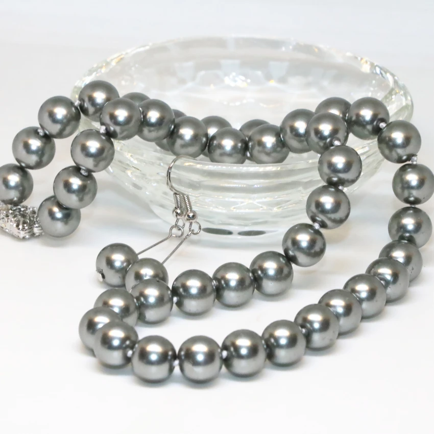 Имитация жемчуга в виде ракушки Стиль Оригинальный дизайн ожерелье серьги 10 мм