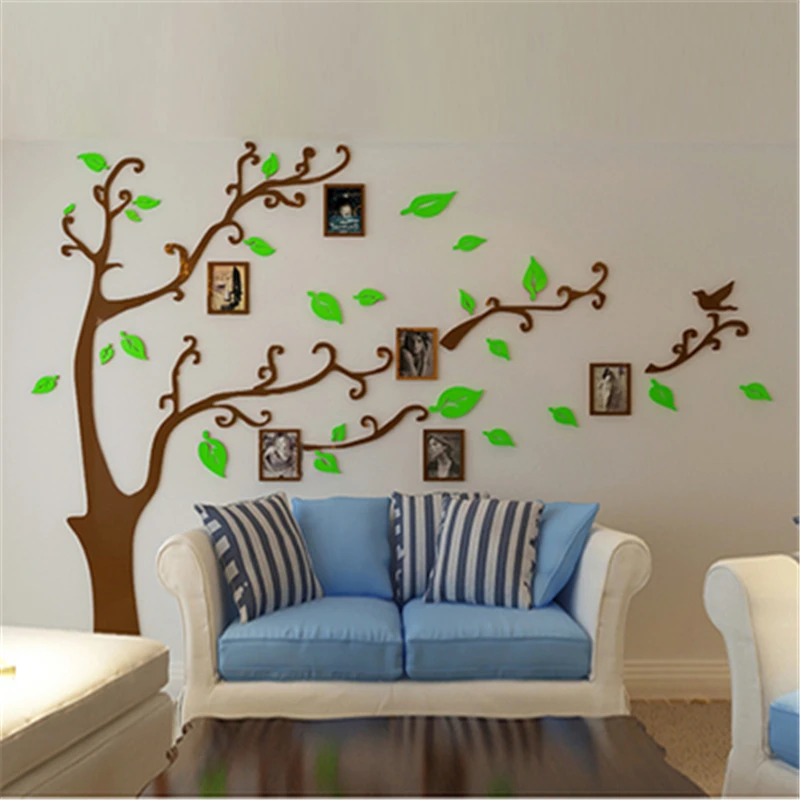 

New Arrival Creative 3D DIY Acrylic Mirror Wall stickers Tree Photo Frame Modern Living room Sofa TV background Wall Sticker