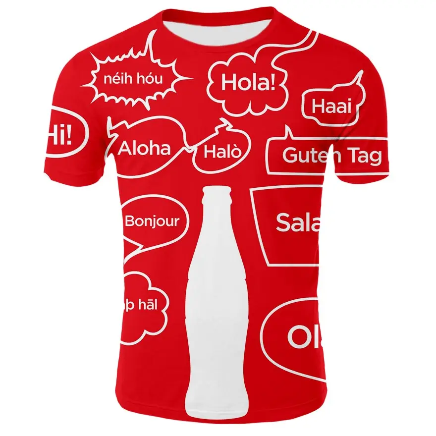 Лето 2019 мужская одежда с круглым вырезом для пива колы коротким рукавом 3d