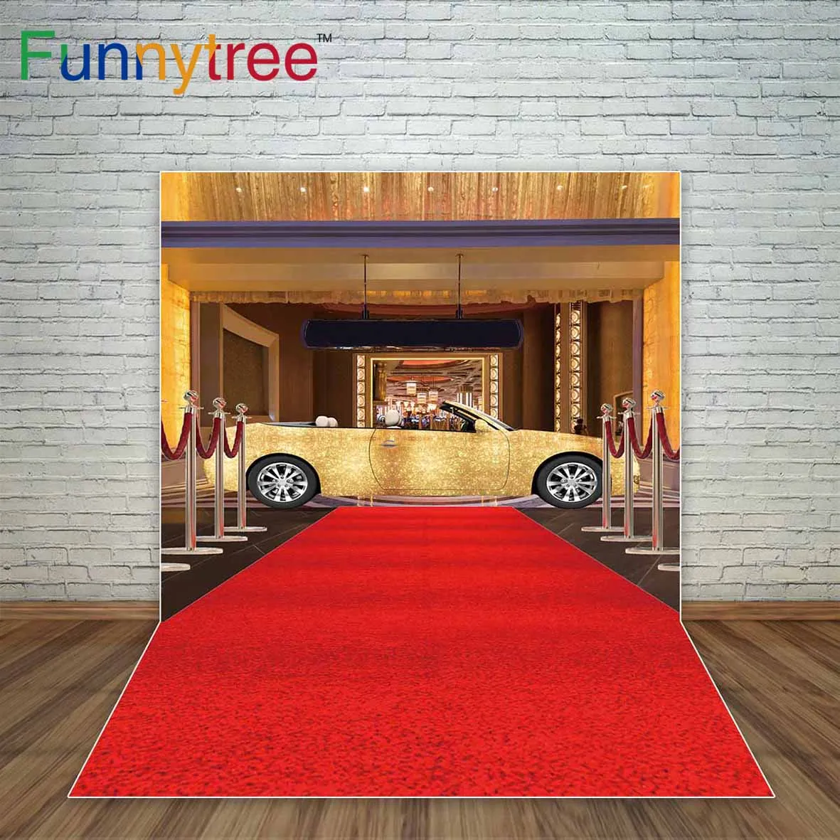 Фон для фотосъемки Funnytree обои ковер блестящий золотой автомобиль знаменитости