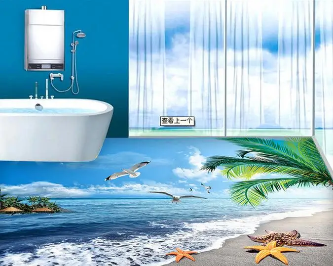 3d обои из ПВХ напольное покрытие морской пейзаж Пляжная 3D картина пола
