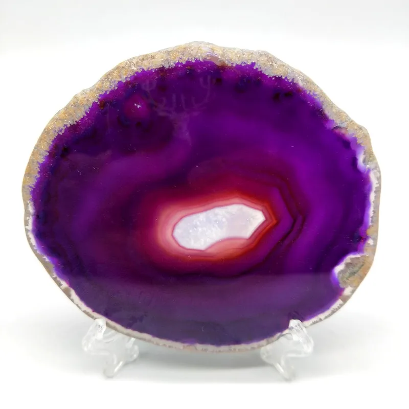 

purple Agate natural UNIQUE quartz crystal druzy rock thin slice.