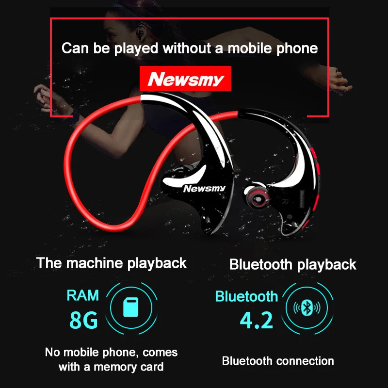 Newsmy Q10 8GB блютус наушники Mp3 Hi Fi MP3 музыкальный плеер стерео Bluetooth гарнитура