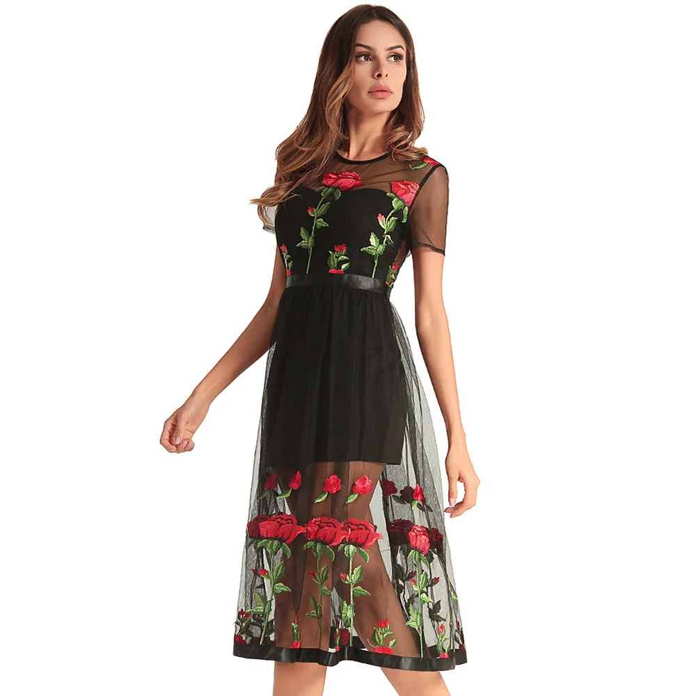 Цветочной вышивкой платье кружевное длинные omen сексуальные большие размеры