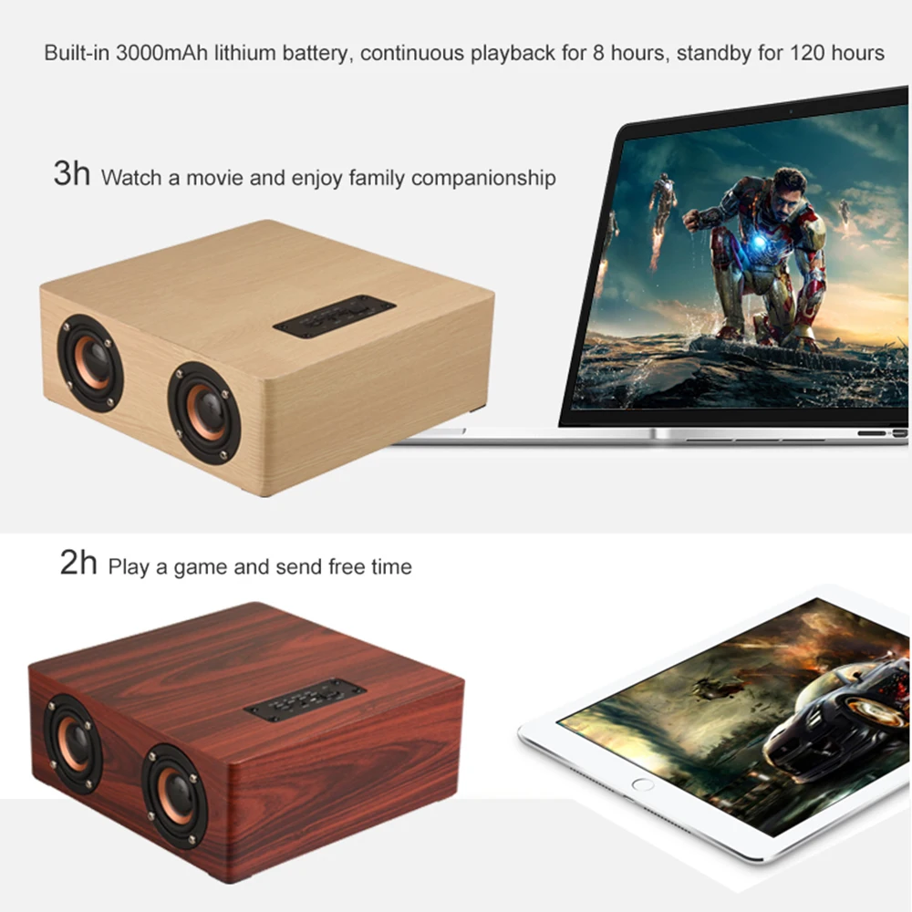 Dbigness Bluetooth Динамик картона Беспроводной стерео 3D звук Системы Поддержка TF Aux