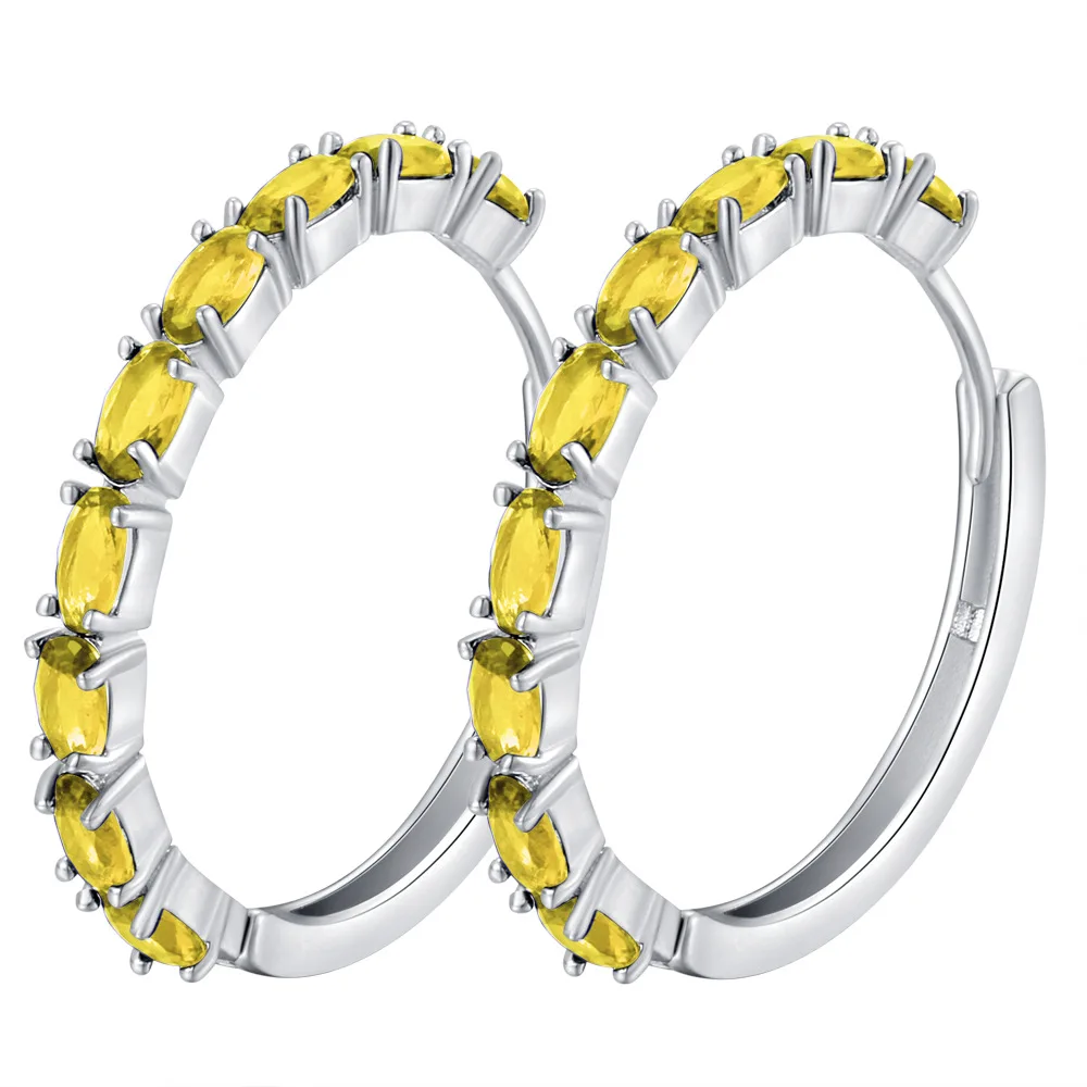 Yellow LXOEN модные круглые зеленые большие серьги-кольца с AAA цирконием и кристаллами, серьги-кольца для женщин, ювелирное изделие, подарок Brinco - Окраска металла: Yellow