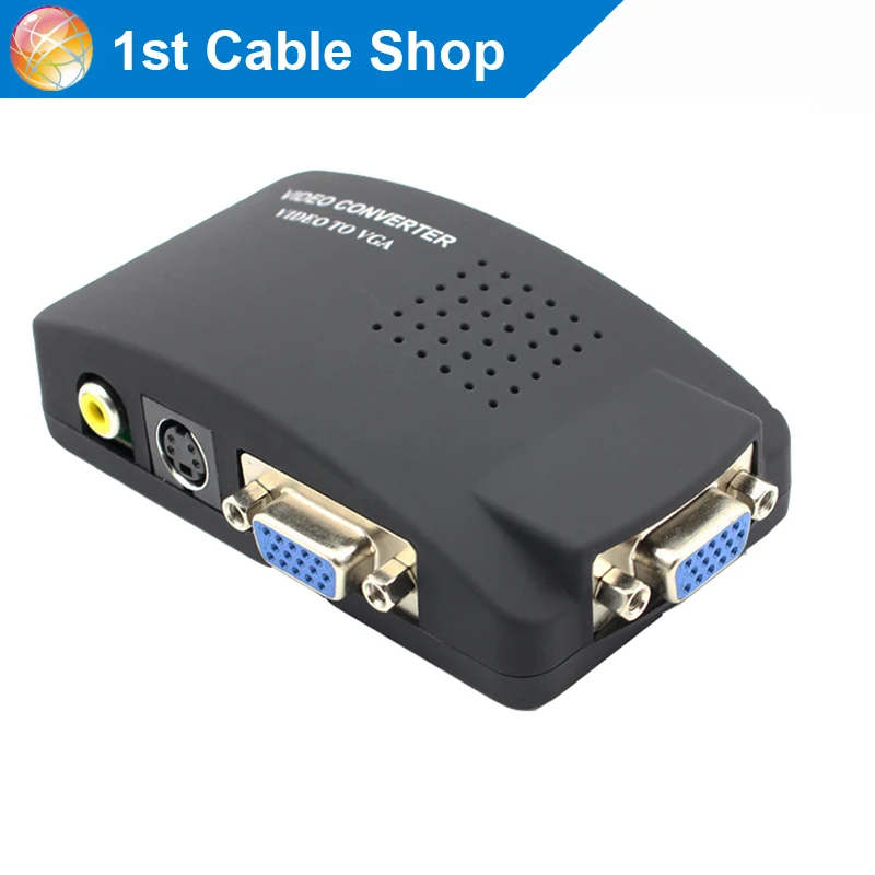 S-video Композитный RCA AV в VGA конвертер с USB питания для ТВ к ПК конвертер(VGA кабель не входит в комплект