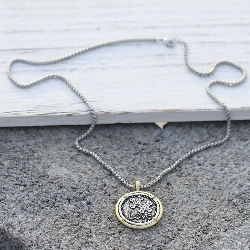 Ожерелье-пазл подвеска для информирования об аутизме ювелирные изделия подарок