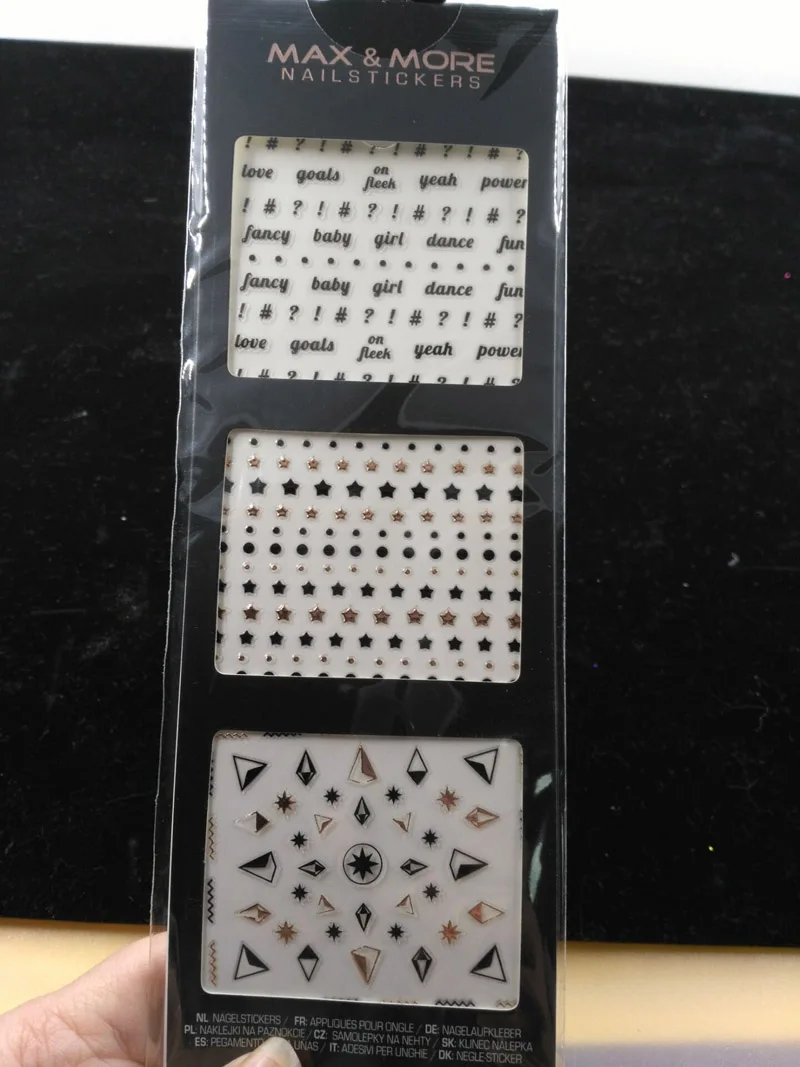 3D наклейки для дизайна ногтей сделай сам с черными буквами розовое золото