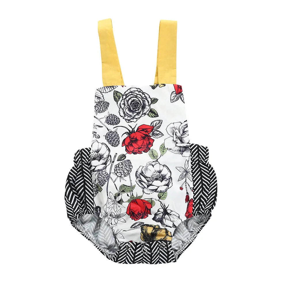 SAGACE/Детский комбинезон с бантом и принтом розы для маленьких девочек Боди Летняя