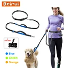 Нейлоновый Поводок для собак, светоотражающий регулируемый поводок свободные руки с двумя ручками, с бесплатным мешком для мусора, для бега, ходьбы, бега