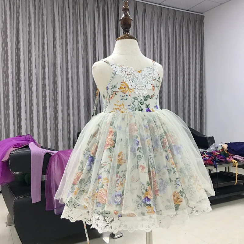 2018 Kids Corset Lace Hem Dresses Princess Backless Flower Boutique Costume 3-8yrs Girls Vintage Style Clothes Wholesale 18PCW01 | Детская